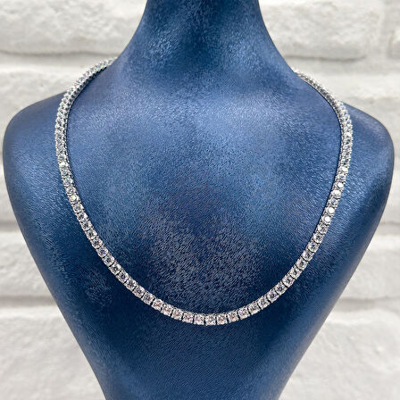 Su Yolu Pırlanta Montür Gümüş Gerdanlık - 3,5MM