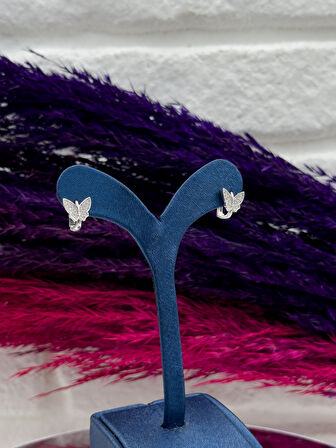 925 Ayar Gümüş Kelebekli Zarif Kız Çocuk Küpesi