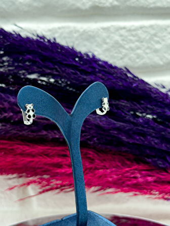 925 Ayar Gümüş Panda Figürlü Zarif Kız Çocuk Küpesi