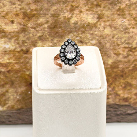 Elmas Montür Rosegold Damla Gümüş Set Takım - LVRSET06