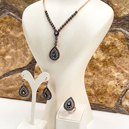 Elmas Montür Rosegold Özel Üretim Gümüş Set Takım - LVRSET12