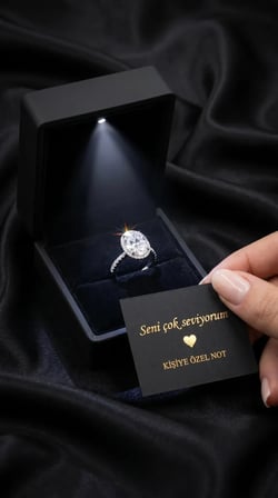925 Ayar Gümüş Oval Kesim Zirkon Taşlı Kadın Yüzük Işıklı Hediye Kutulu