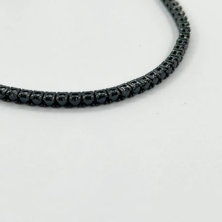 925 Ayar Gümüş Siyah Rodyum Kaplama Oniks Taşlı Su Yolu 4 mm Lüks Kadın Bileklik
