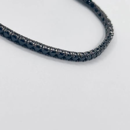 925 Ayar Gümüş Siyah Rodyum Kaplama Oniks Taşlı Su Yolu 3 mm Kadın Bileklik