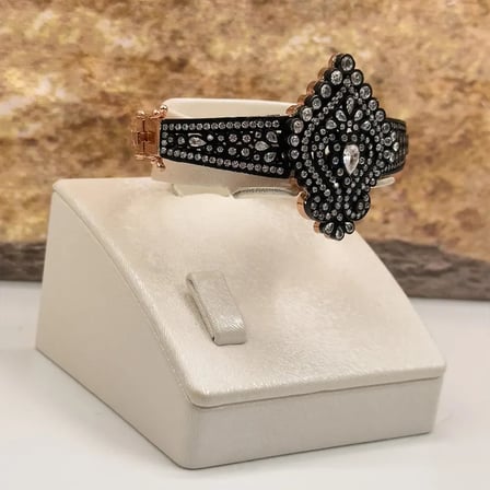925 Ayar Gümüş Rose Gold Kaplama Zirkon Taşlı Elmas Özel Tasarım Kadın Bileklik