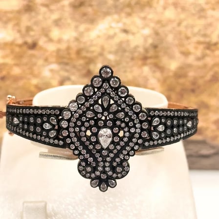 925 Ayar Gümüş Rose Gold Kaplama Zirkon Taşlı Elmas Özel Tasarım Kadın Bileklik