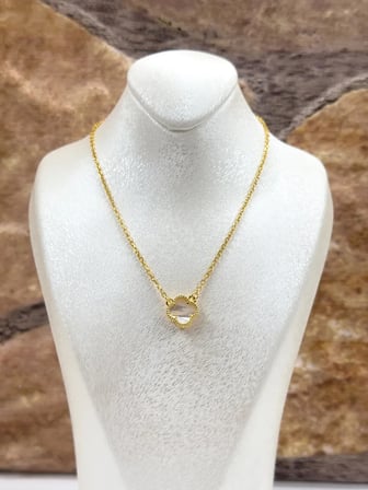 925 Ayar Gümüş Gold Kaplama Taşlı Şans Yoncası Kadın Kolye