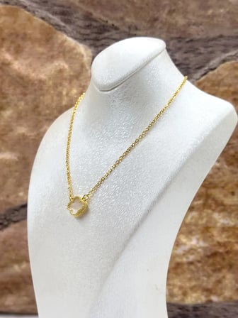 925 Ayar Gümüş Gold Kaplama Taşlı Şans Yoncası Kadın Kolye