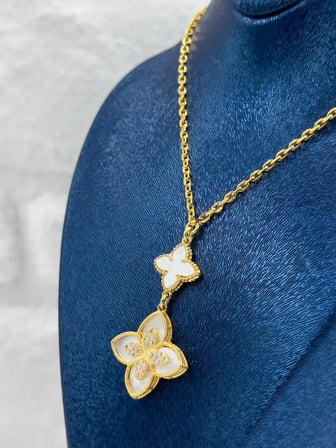 925 Ayar Gümüş Gold Kaplama Taşlı Zarif Kadın Kolye