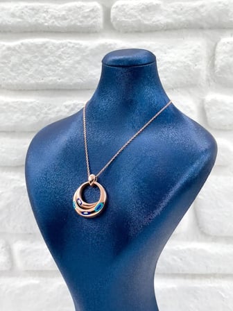 925 Ayar Gümüş Rose Gold Kaplama Nazar Boncuklu Kadın Kolye