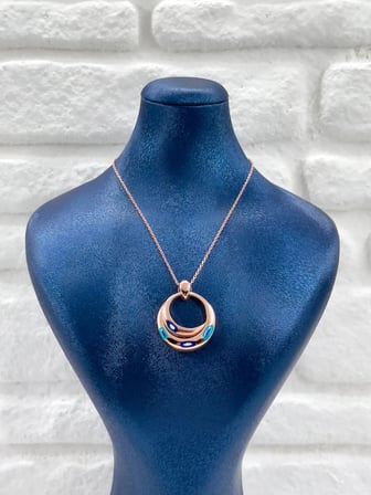 925 Ayar Gümüş Rose Gold Kaplama Nazar Boncuklu Kadın Kolye