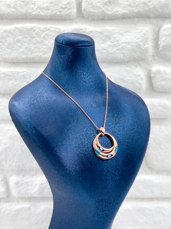 925 Ayar Gümüş Rose Gold Kaplama Nazar Boncuklu Kadın Kolye