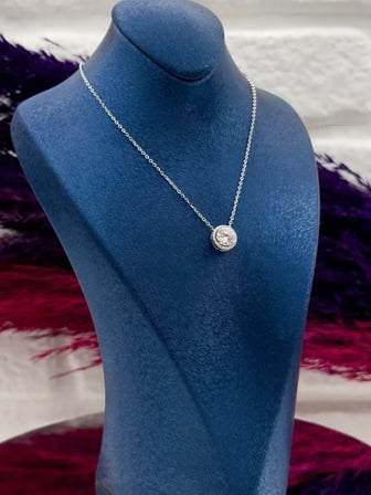 925 Ayar Gümüş Pırlanta Montür Moissanite Taşlı Desenli Popüler Kadın Kolye