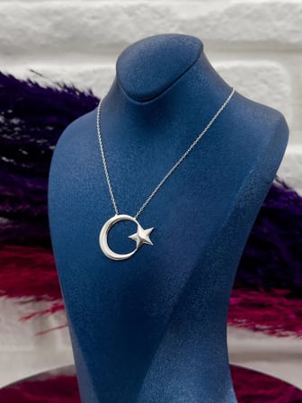 925 Ayar Gümüş Taşsız Ayyıldız Trend Kadın Kolye
