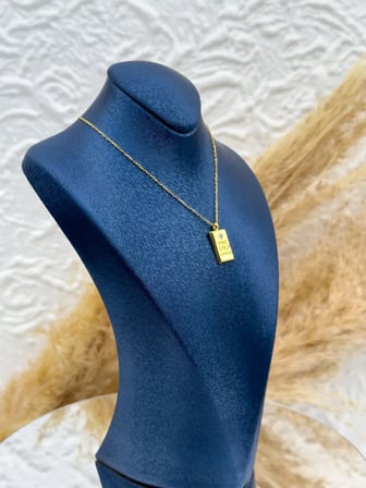 925 Ayar Gümüş Gold Kaplama Gram Altın Görünümlü Özel Tasarım Kadın Kolye