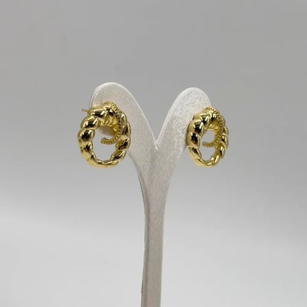 925 Ayar Gümüş Gold Kaplama Zirkon Taşlı Sarmal Özel Tasarım Kadın Küpe
