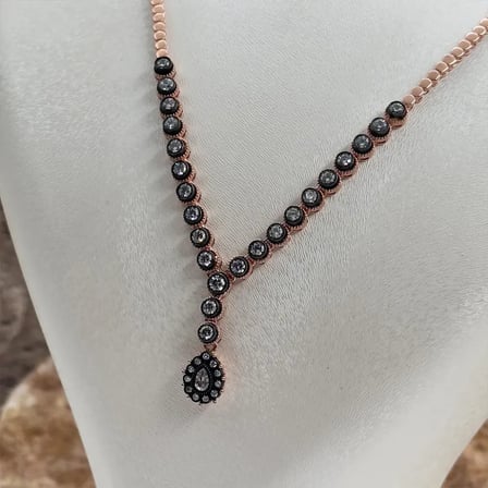 925 Ayar Gümüş Rose Gold Kaplama Elmas Montür Zirkon Taşlı Su Yolu Damla Kadın Takı Seti