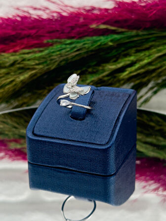 925 Ayar Gümüş Sedefli Kelebek Tasarım Zarif Kadın Yüzük