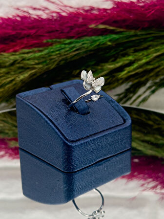 925 Ayar Gümüş Sedefli Kelebek Tasarım Zarif Kadın Yüzük