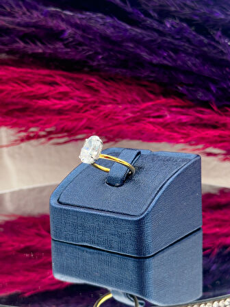 925 Ayar Gümüş Mosanite Taşlı Pırlanta Montürlü Popüler Kadın Yüzük