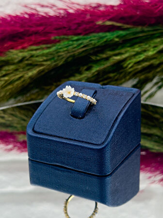 925 Ayar Gümüş İncili Sedefli Spor Model Popüler Kadın Yüzük