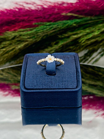 925 Ayar Gümüş İncili Sedefli Spor Model Popüler Kadın Yüzük