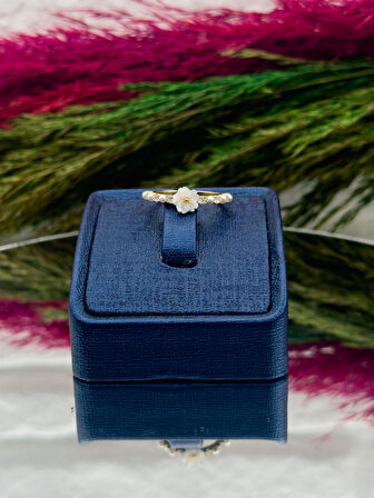 925 Ayar Gümüş İncili Sedefli Spor Model Popüler Kadın Yüzük