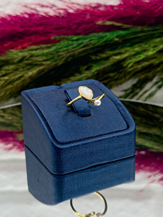 925 Ayar Gümüş Gold Renk Özel Üretim Spor Model Kadın Yüzük