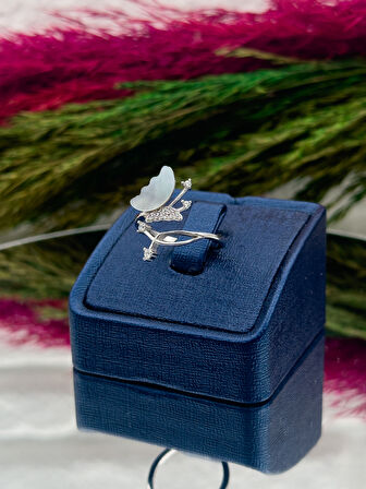 925 Ayar Gümüş Sedefli Spor Özel Tasarım Popüler Kadın Yüzük