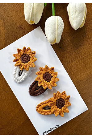Saç Tokası Özel Güneş Tasarım Handmade 3'lü Çıt Çıt Toka Seti