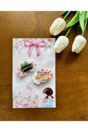 Yenidoğan Bebek Tokası El Emeği 2'lü Klips Saçsız Bebek Toka Seti