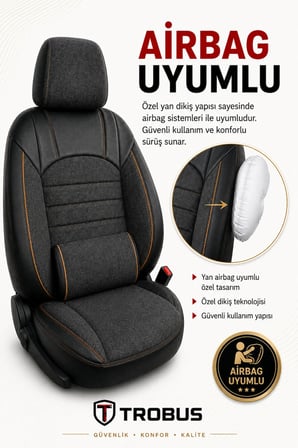 Mitsubishi ASX 2010+ Uyumlu Levante Serisi Bel Destekli Keten Füme Turuncu Koltuk Kılıfı
