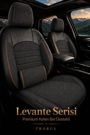 Nissan Juke 2010+ Uyumlu Levante Serisi Bel Destekli Keten Füme Turuncu Koltuk Kılıfı