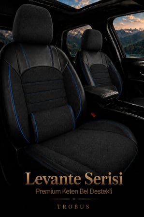 Opel Grandland 2017+ Uyumlu Levante Serisi Bel Destekli Keten Füme Mavi Koltuk Kılıfı