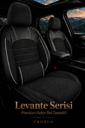 VW Polo 2009+ Uyumlu Levante Serisi Bel Destekli Keten Füme Beyaz Koltuk Kılıfı