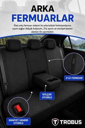 VW Polo 2009+ Uyumlu Levante Serisi Bel Destekli Keten Füme Beyaz Koltuk Kılıfı