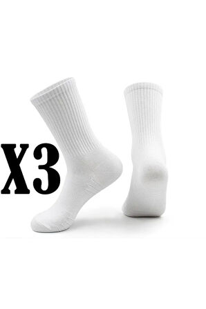3 Adet Fitilli Likralı Unisex Pamuklu Tenis Çorap