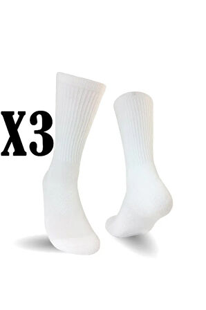3 Adet Fitilli Likralı Unisex Pamuklu Tenis Çorap