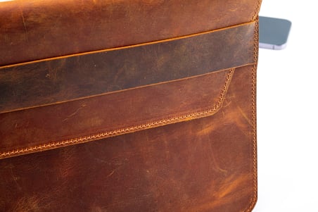 Hakiki Eskitme Deri Zarf Tipi Laptop Kılıfı - 13-17 inç MacBook & Laptop Uyumlu Çanta 13"