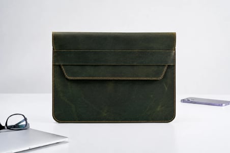 Hakiki Eskitme Deri Zarf Tipi Laptop Kılıfı - 13-17 inç MacBook & Laptop Uyumlu Çanta 14"
