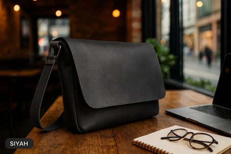 Hakiki Eskitme Deri Postacı Çantası - El Yapımı Omuz & Laptop Çantası (Evrak & İş Çantası) Büyük