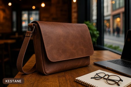 Hakiki Eskitme Deri Postacı Çantası - El Yapımı Omuz & Laptop Çantası (Evrak & İş Çantası) Büyük