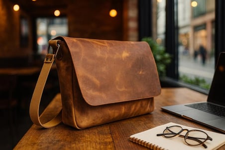 Hakiki Eskitme Deri Postacı Çantası - El Yapımı Omuz & Laptop Çantası (Evrak & İş Çantası) Büyük