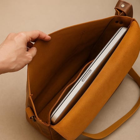 Hakiki Eskitme Deri Postacı Çantası - El Yapımı Omuz & Laptop Çantası (Evrak & İş Çantası) Büyük