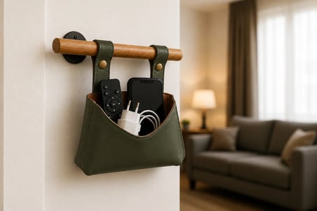 Hakiki Eskitme Deri Mini Duvar Organizerı - Telefon, Anahtar & Aksesuar Duvar Askısı