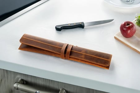 Eskitilmiş Deri Şef Bıçak Rulosu, El Yapımı Tek Bıçak Kılıfı, Ev, Kafe ve Restoranlar İçin Kişiselleştirilmiş Bıçak Kutusu Büyük
