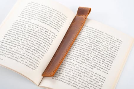 Deri Kitap Ayracı, El Yapımı Dikişli Kitap Ayracı 40 Adet Kahve