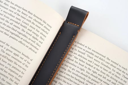Deri Kitap Ayracı, El Yapımı Dikişli Kitap Ayracı 40 Adet Siyah - Kahve