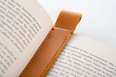 Deri Kitap Ayracı, El Yapımı Dikişli Kitap Ayracı 3 Adet Hardal