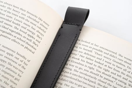 Deri Kitap Ayracı, El Yapımı Dikişli Kitap Ayracı 4 Adet Mat Siyah